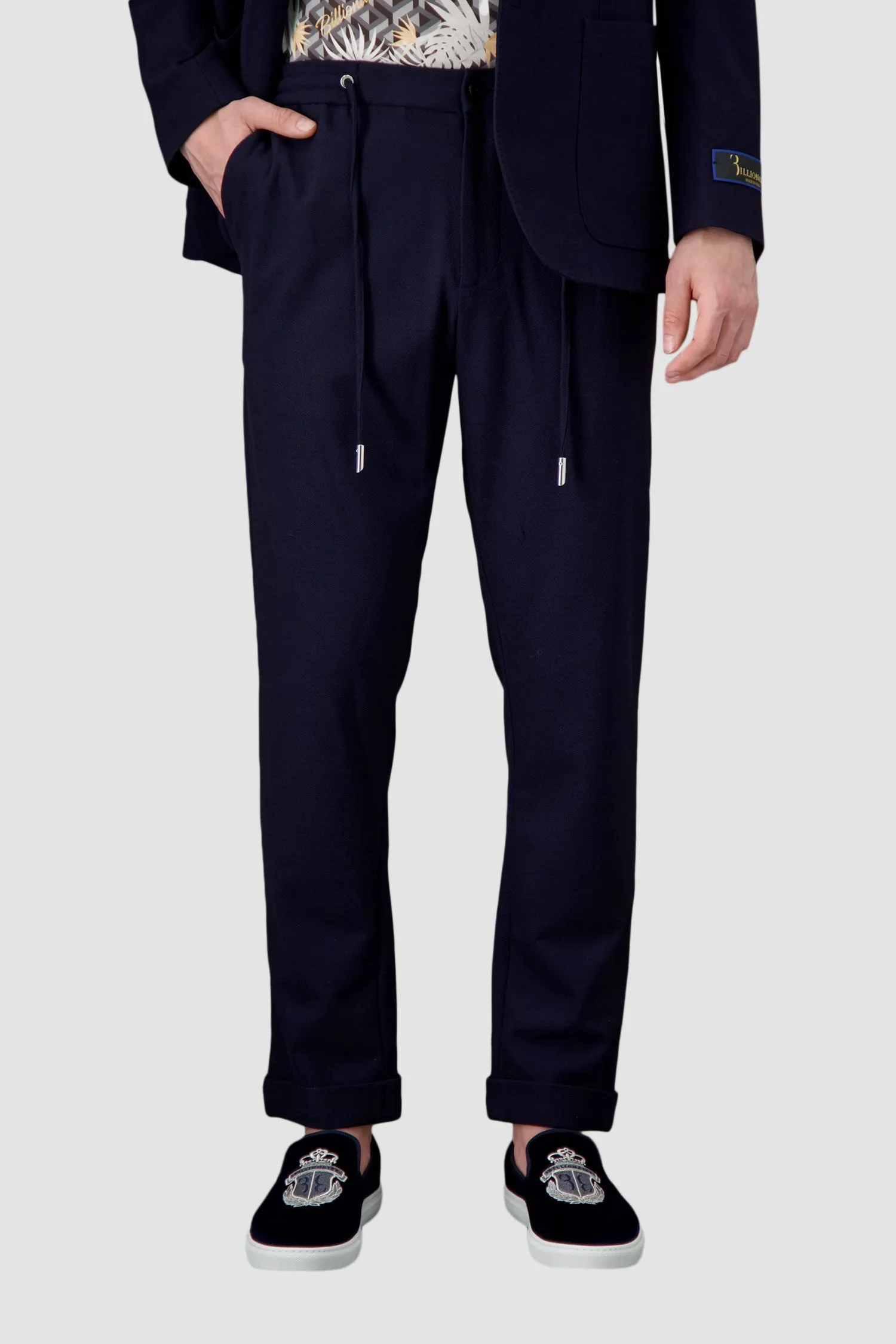 Billionaire Dark Blue Tailored Fit Crest Trousers