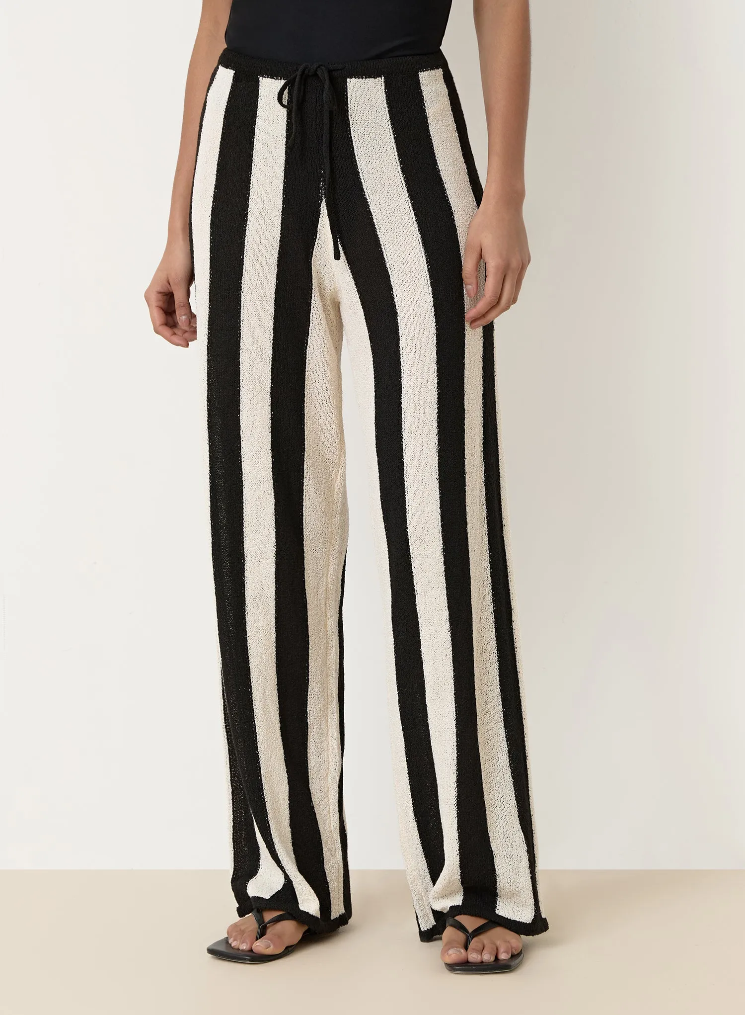 Black And White Striped Knit Trouser- Cuba