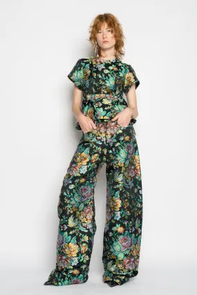 BLACK BROCADE BOYFRIEND TROUSERS