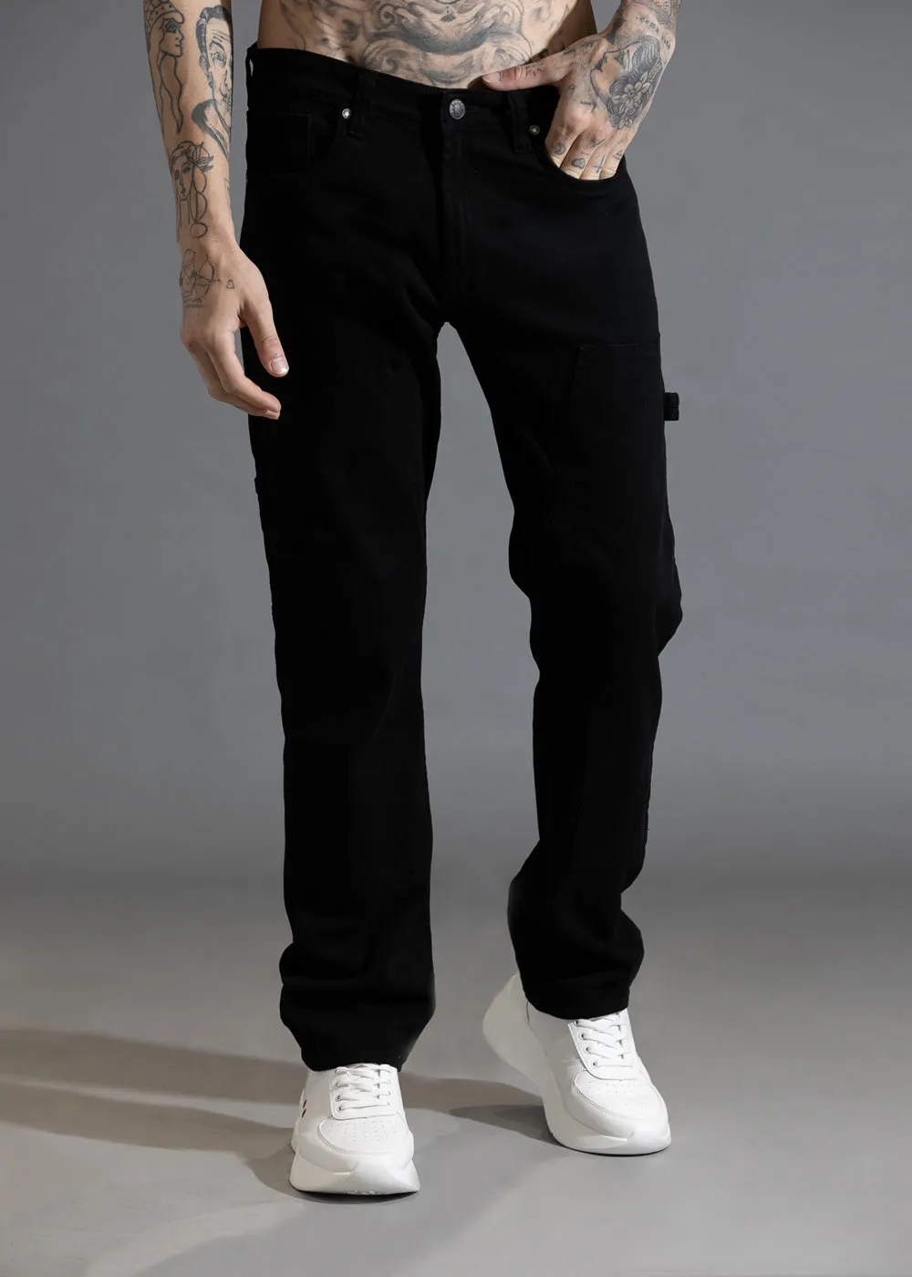 Black cargo denim