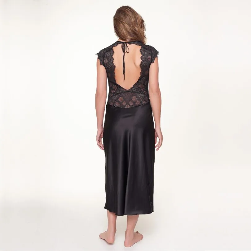 Black Peakcock Long Dress