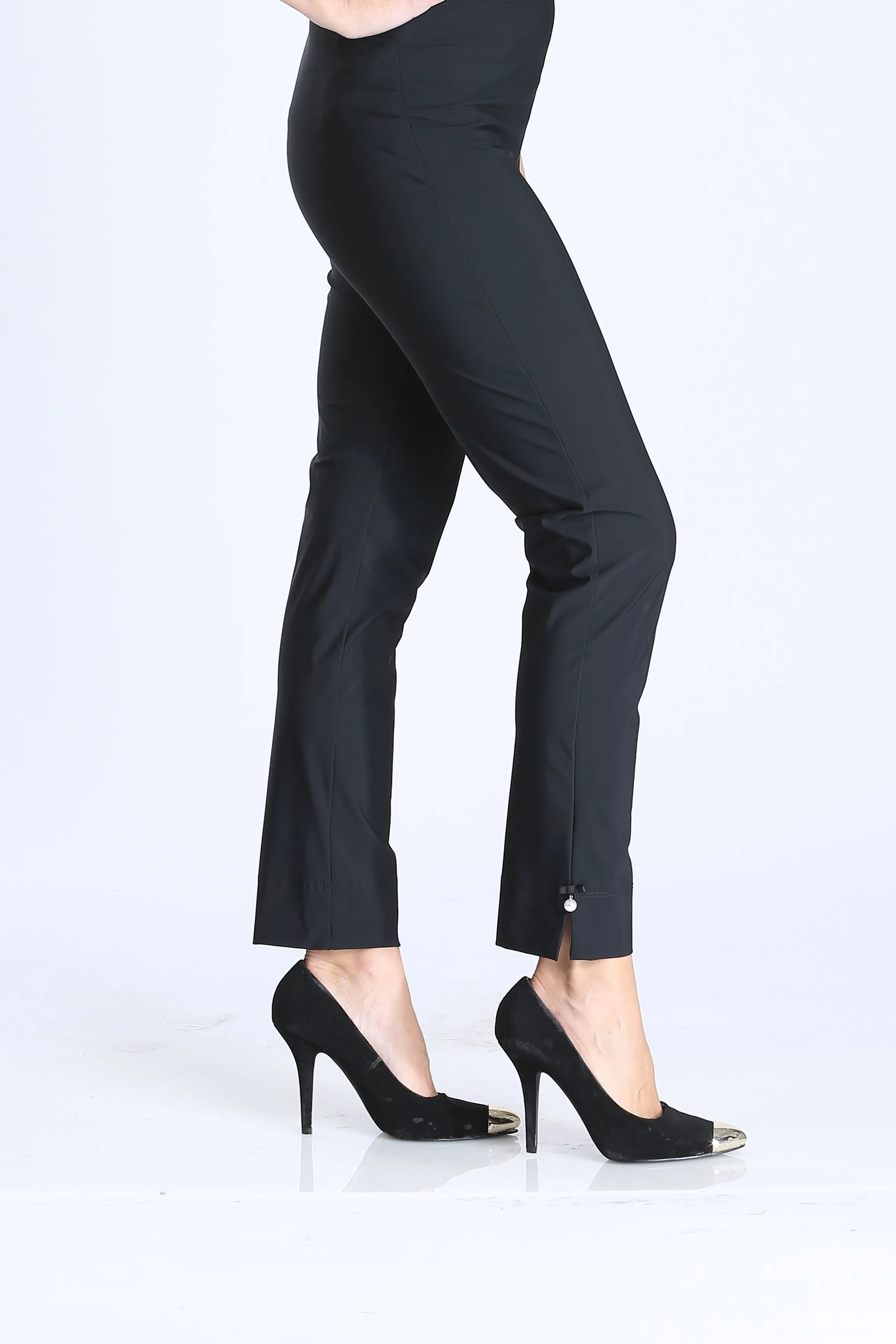 Black Pearl Detail Ankle Crop Pants