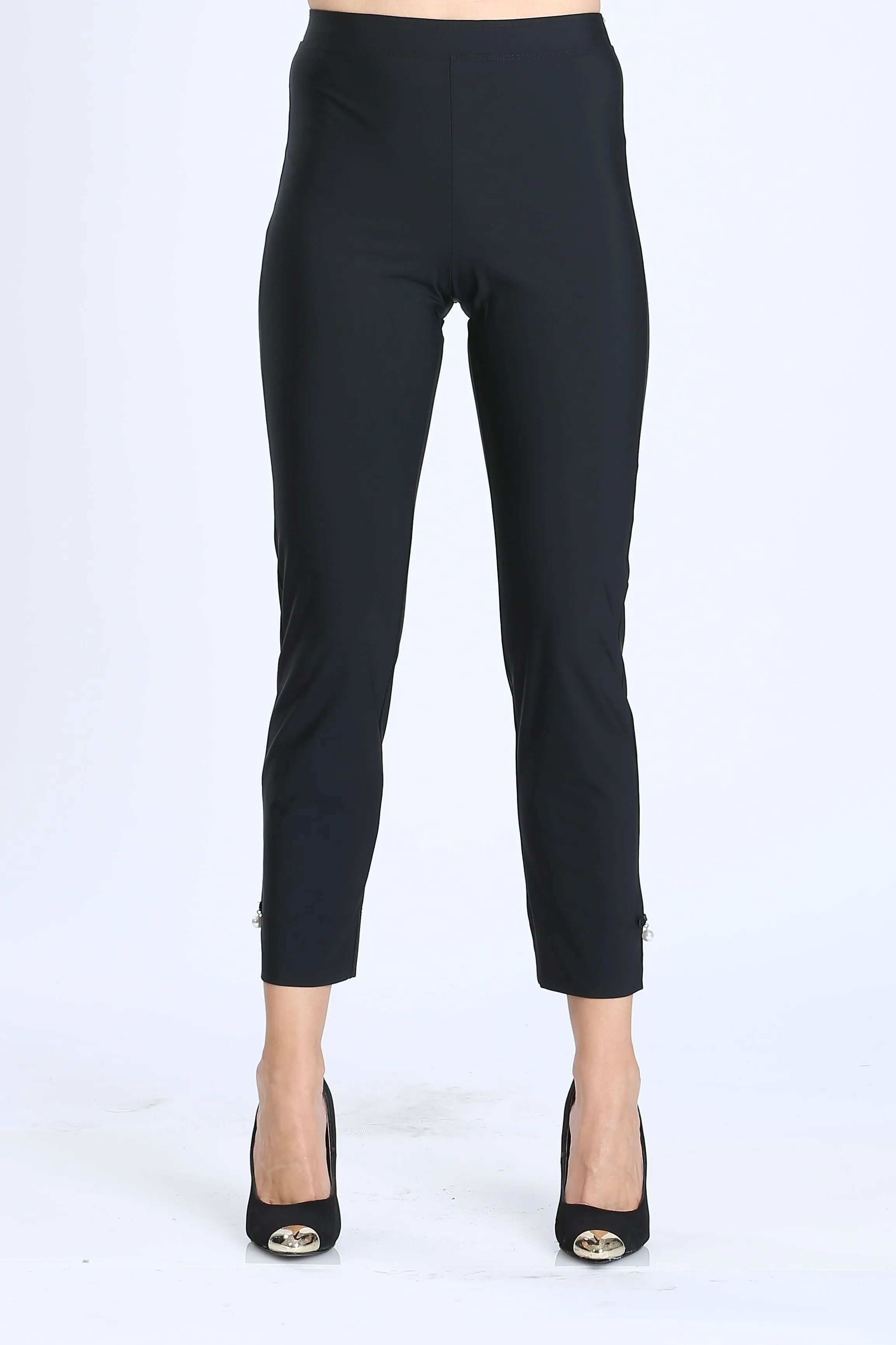 Black Pearl Detail Ankle Crop Pants