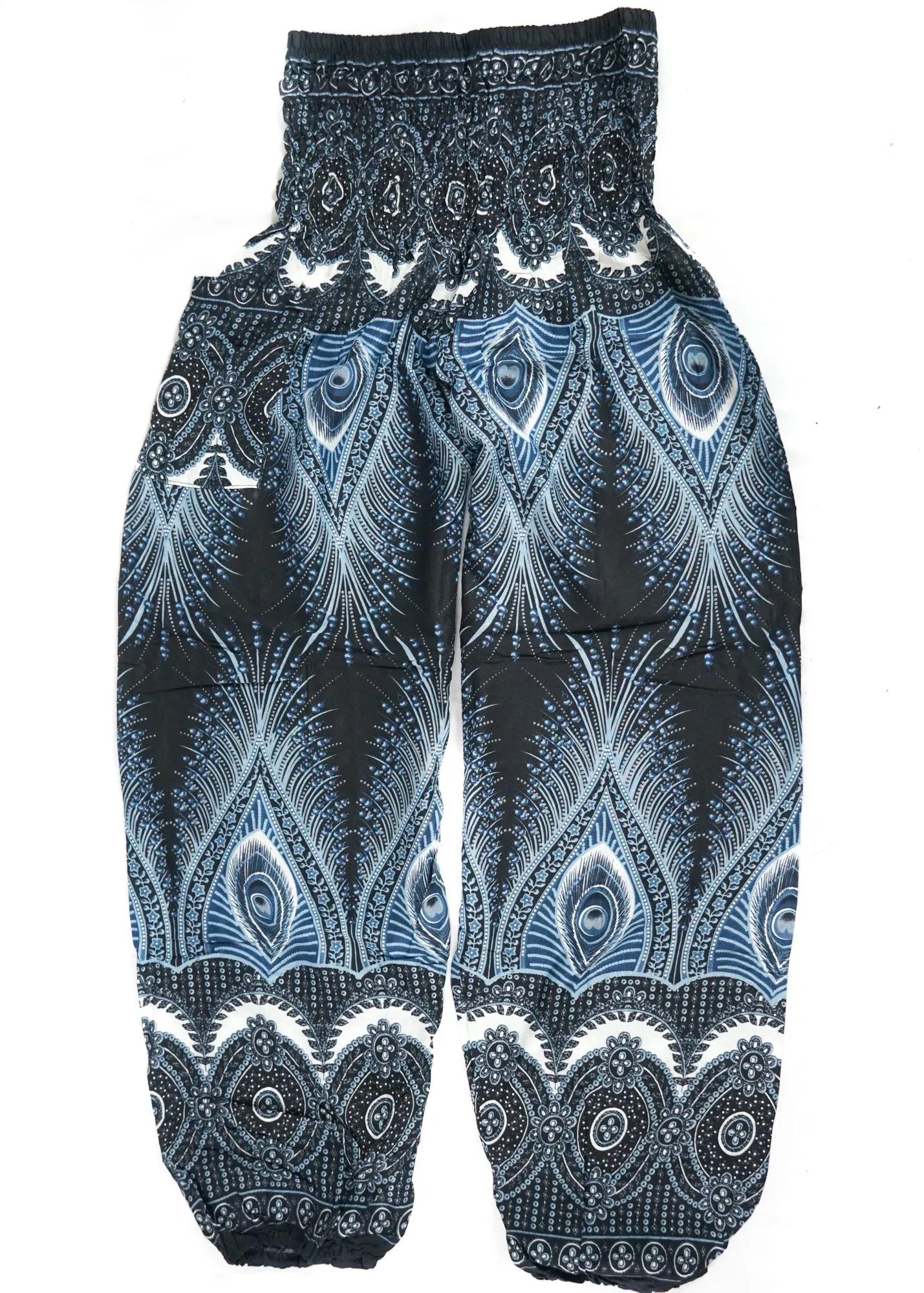 Black Royal Peacock Harem Pants