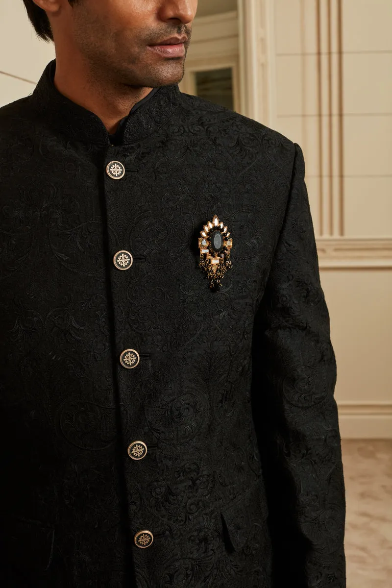 Black Thread Embroidered Bandhgala