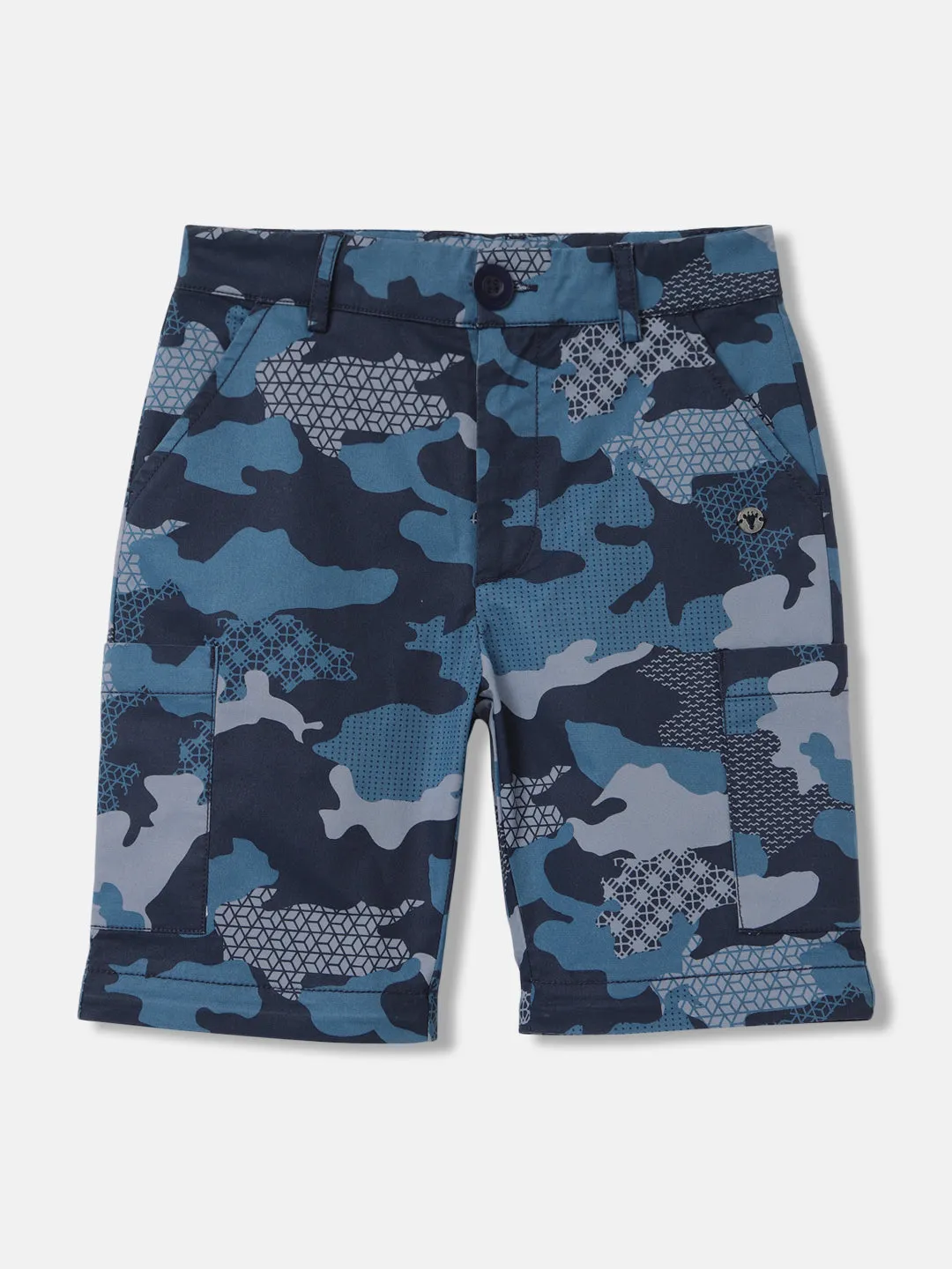 Blue Giraffe Boys Blue Printed Regular Fit Trouser