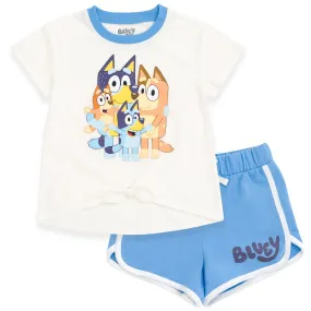 Bluey T-Shirt and French Terry Dolphin Shorts Outfit Set