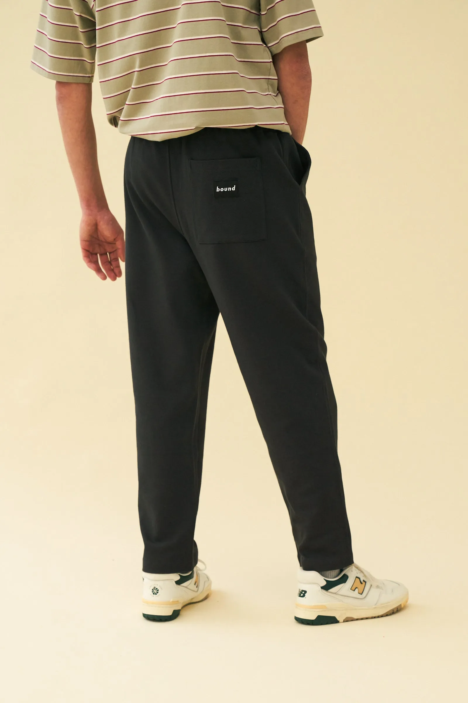 bound 'Graphite Black' Textured Cotton Trousers