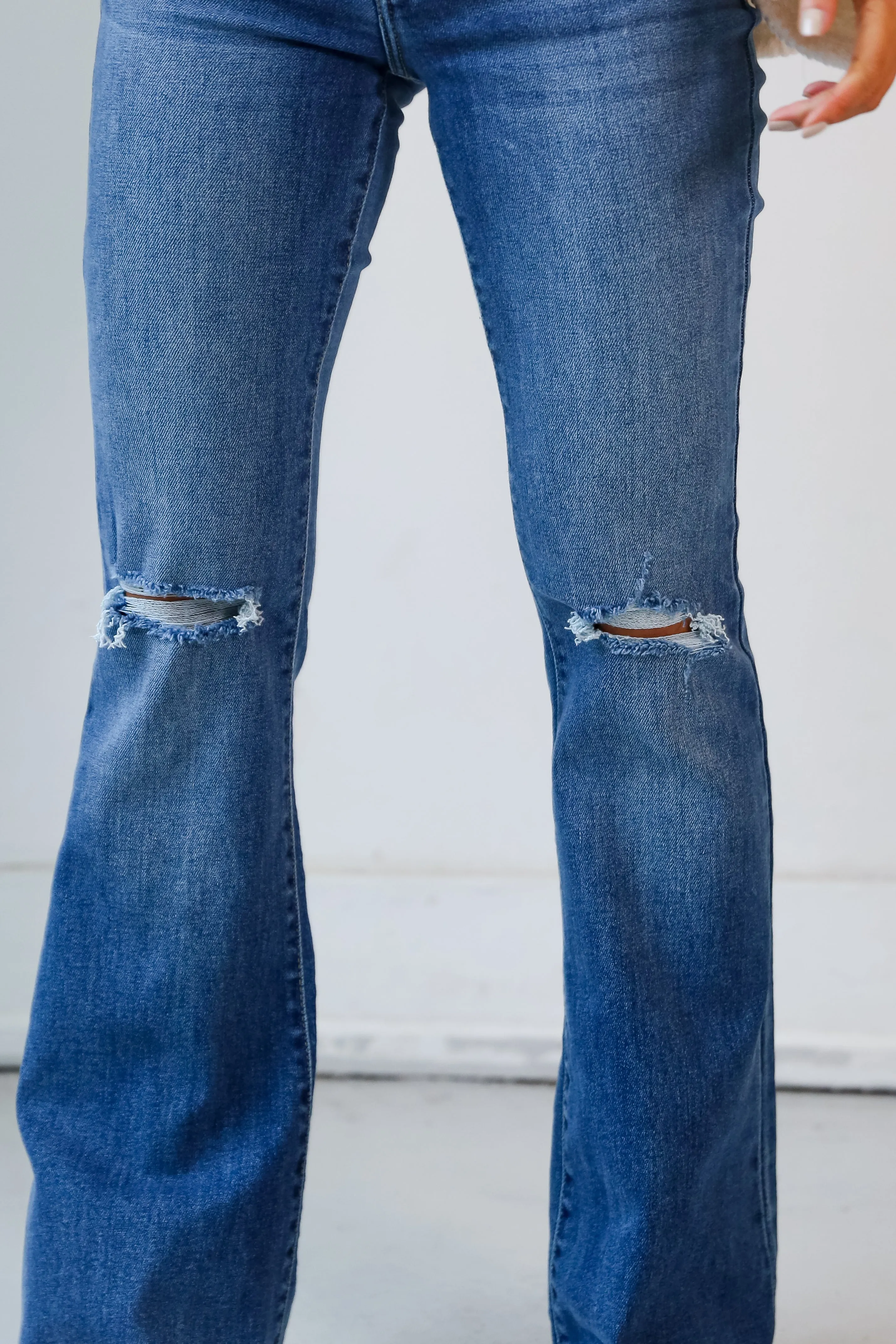 Break It Down Medium Wash Distressed Flare Jeans