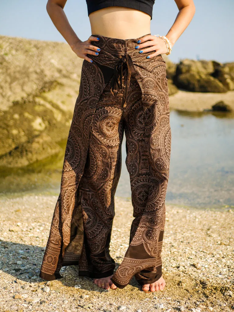 Brown Mandala Mandala  Palazzo Wrap Pants