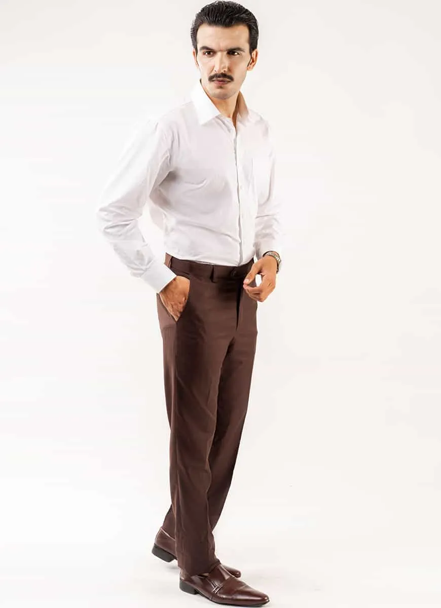 Brown Plain Hi-end Delta Suiting Formal Trouser