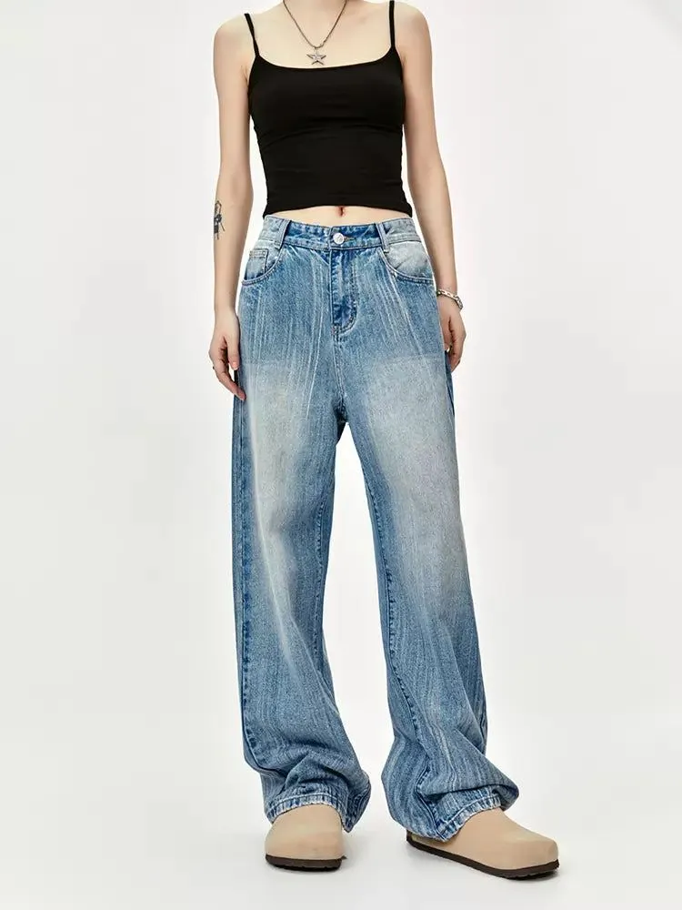 Brush Effect Washed Jeans