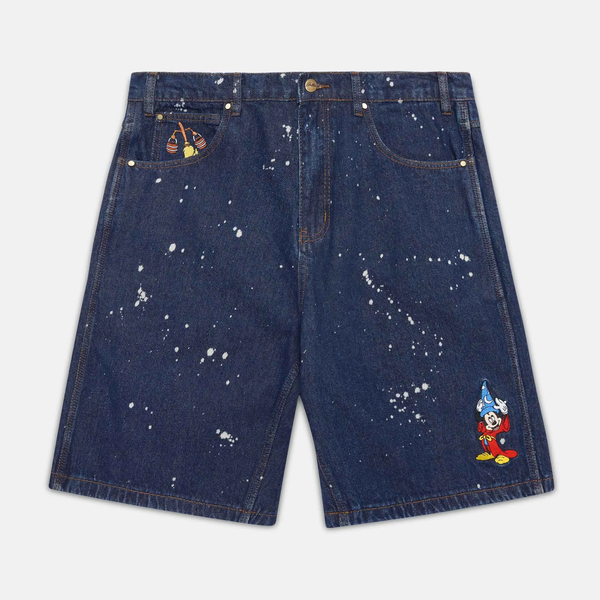 Butter Goods - Sorcerer Baggy Denim Shorts - Dark Indigo Bleach Splatter