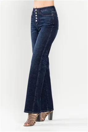 Button Front Straight Leg Jeans