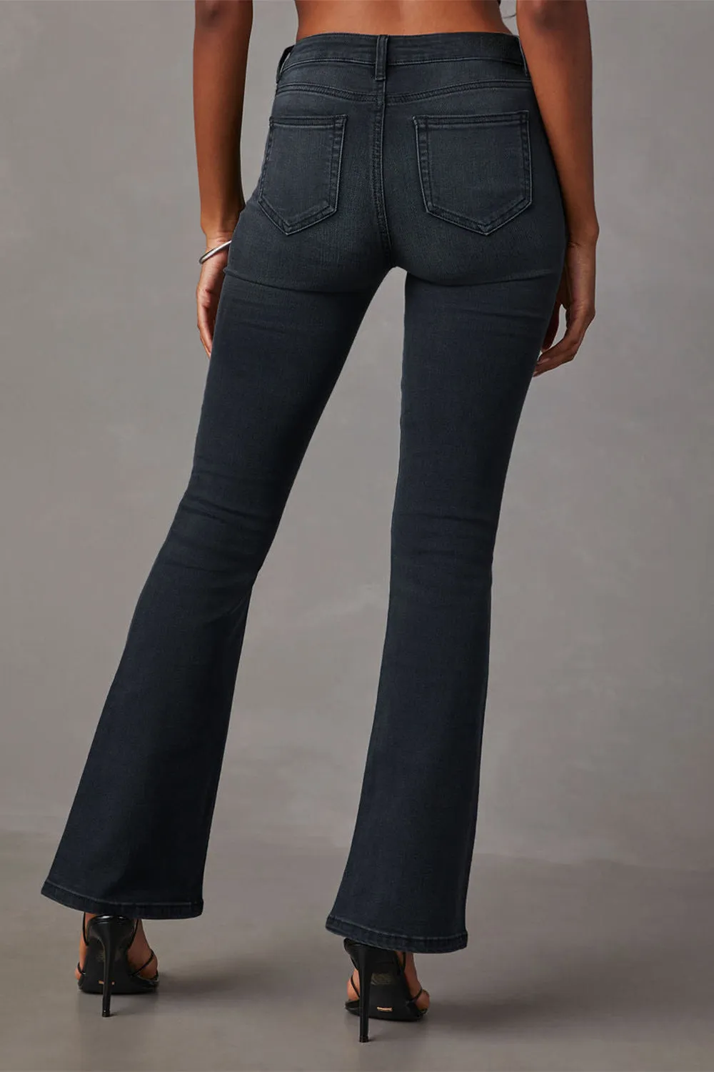 Buttoned Bootcut Jeans with Pockets