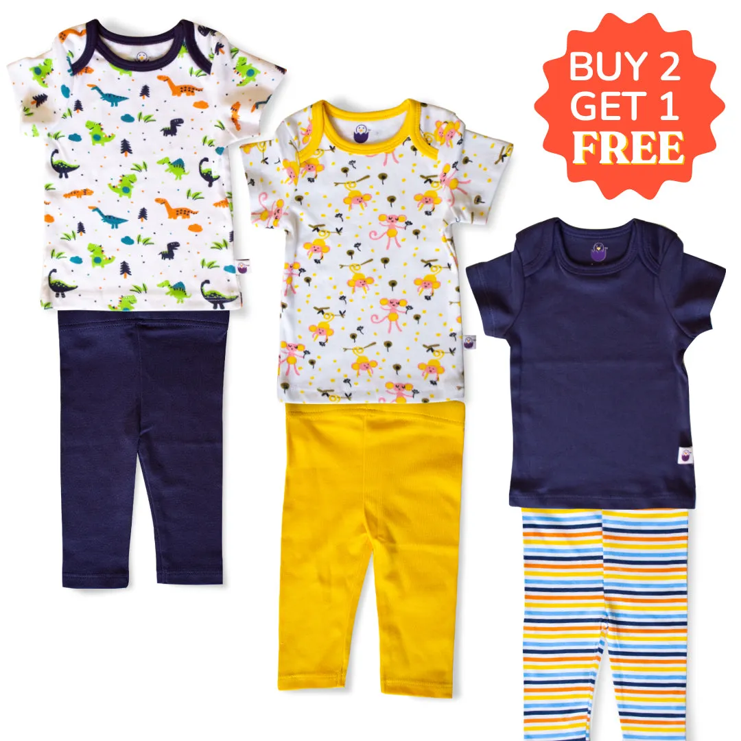 BUY 2 Get 1 Tshirt Pyjama Set - Premium Cotton T shirt & pant