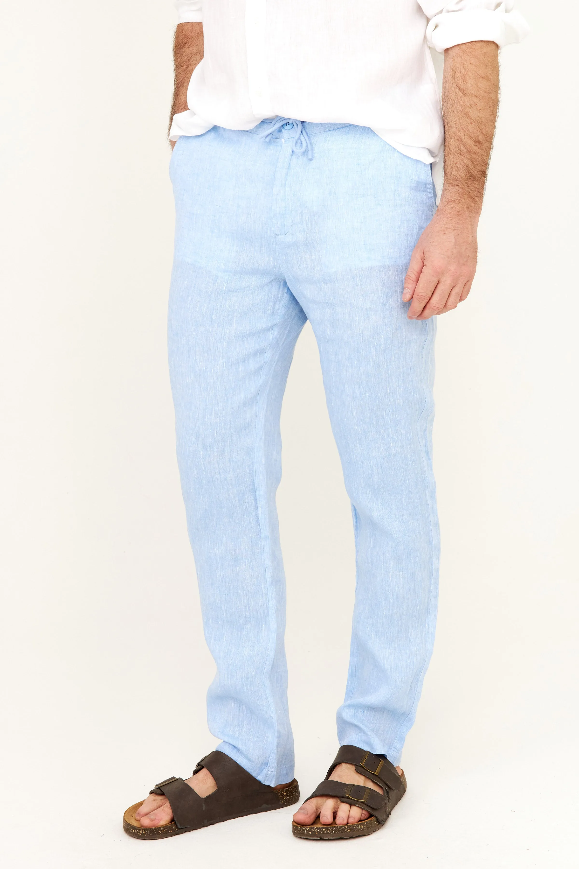 Casual Linen Pant - Blue Chambray