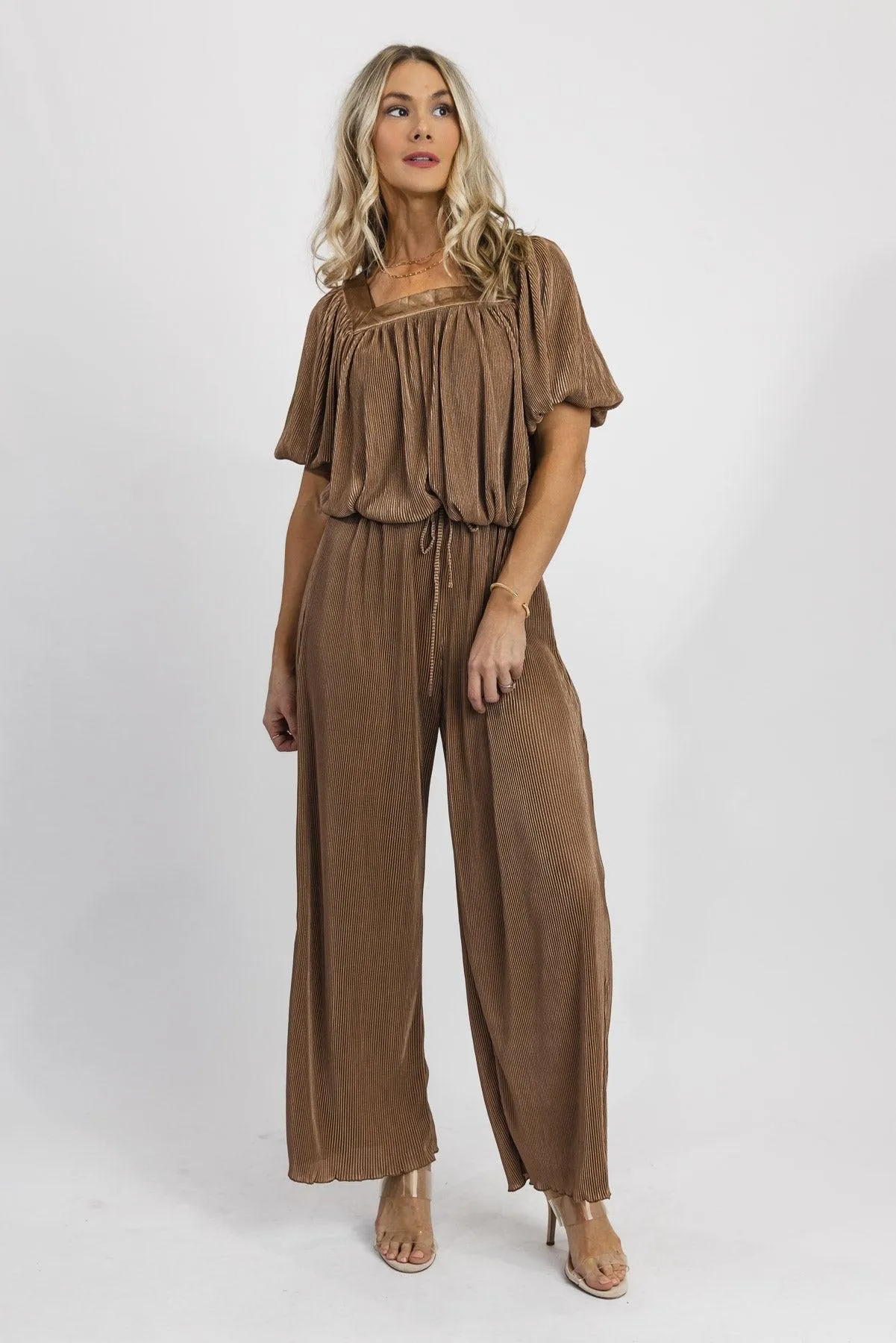 Charm & Cheers Mocha Pleated Pants - Final Sale