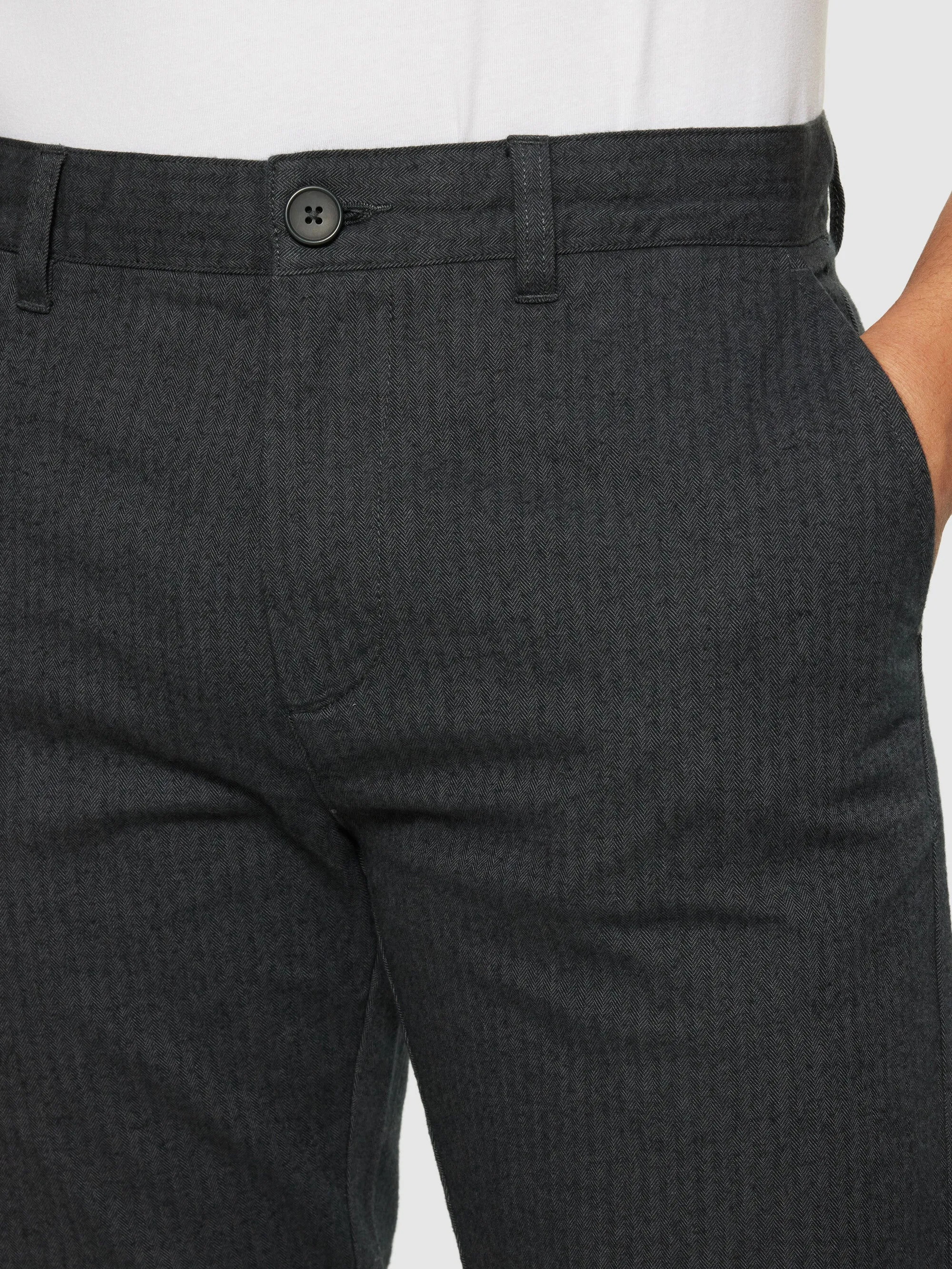 CHUCK regular flannel herringbone chinos - GOTS/Vegan - Gray Pinstripe