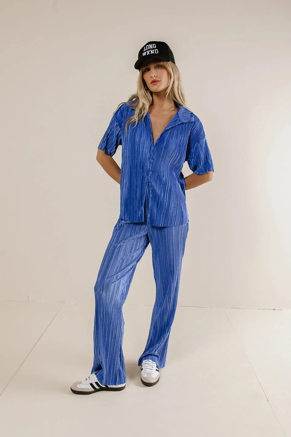 Clara Ribbed Pants in Blue - FINAL SALE