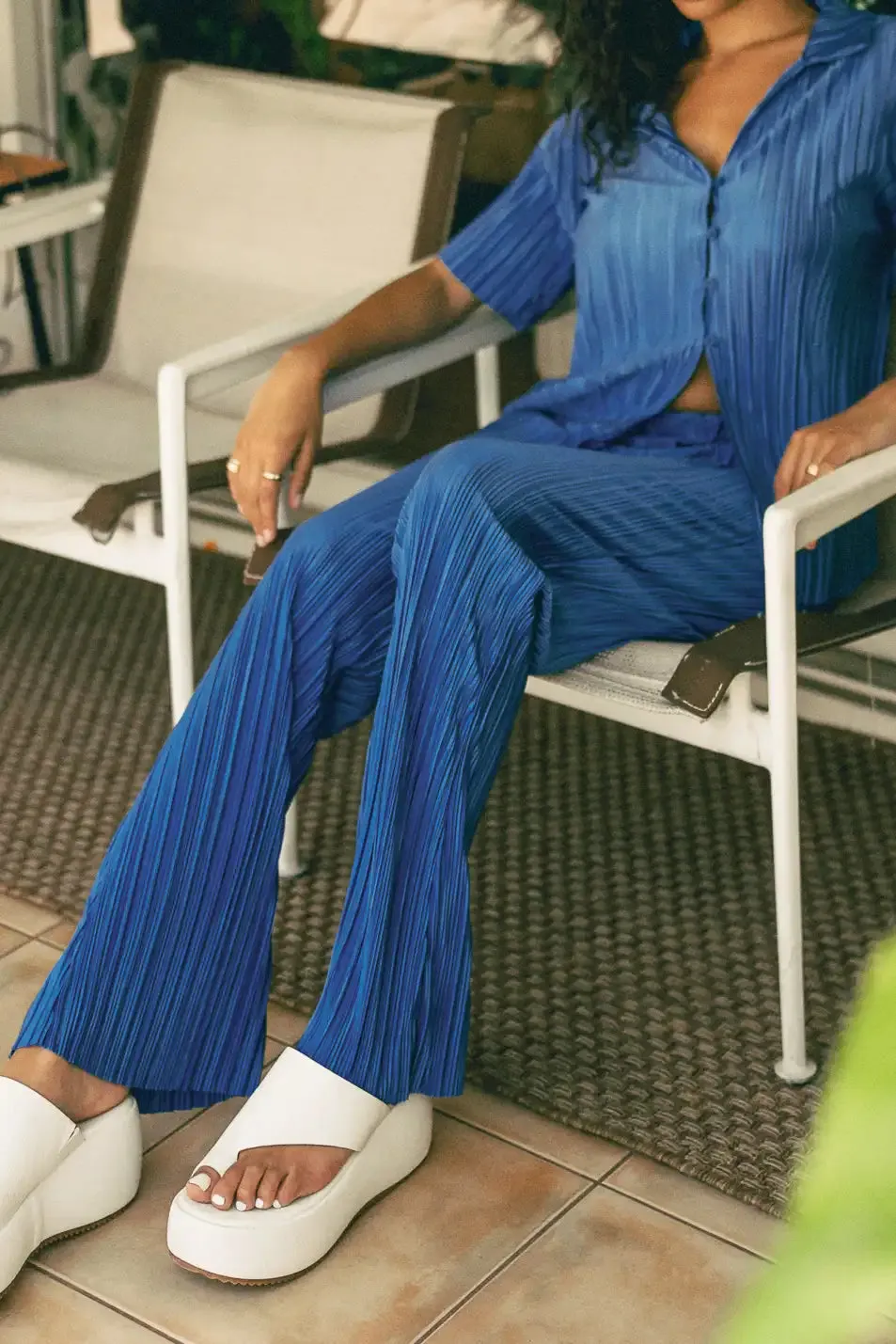 Clara Ribbed Pants in Blue - FINAL SALE