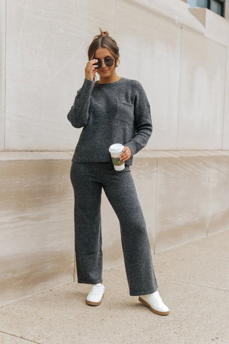 Comfy Lounge Sweater Pants - Charcoal