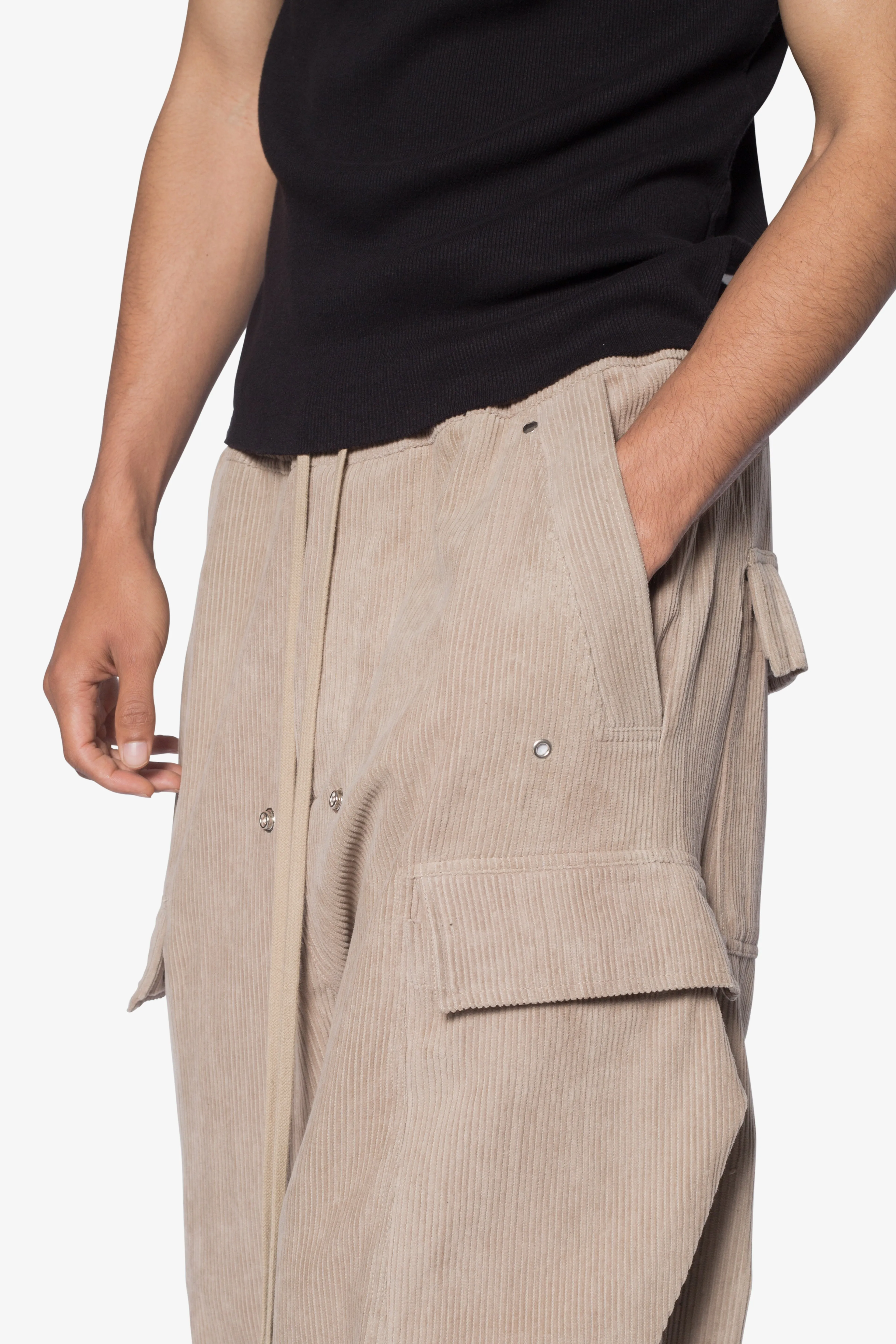 Corduroy Rave Double Cargo Pants - Khaki