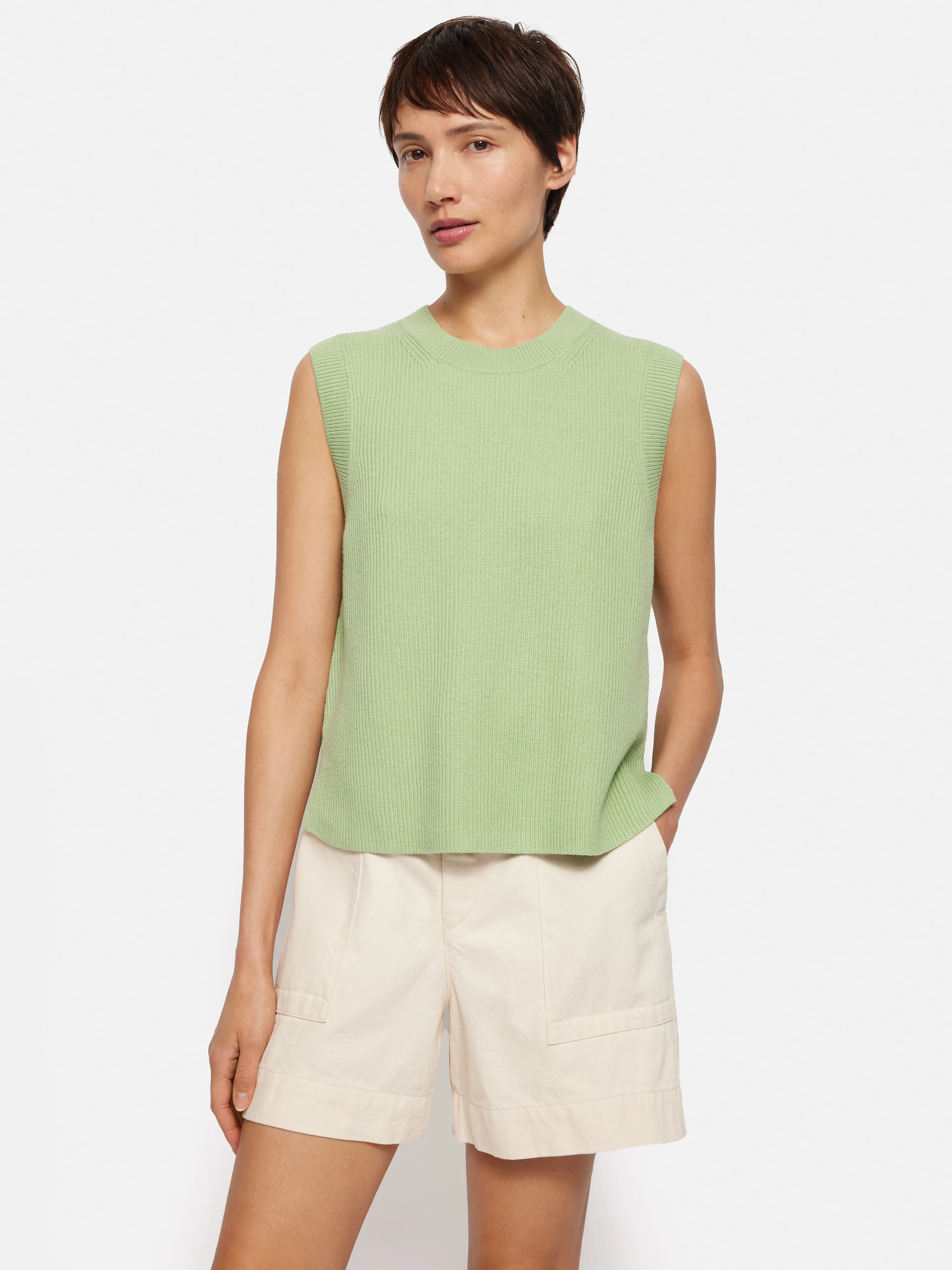 Cotton Blend Crew Tank | Pistachio