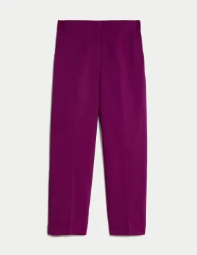 Cotton Blend Slim Fit Cropped Trousers