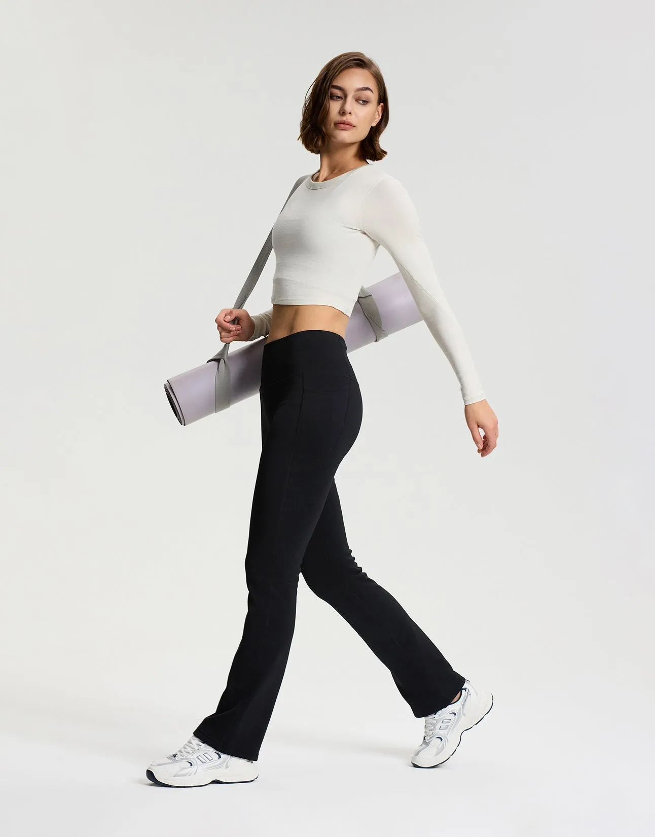 CozyWarmth Fleece Lined Flare Leggings, Side Pockets