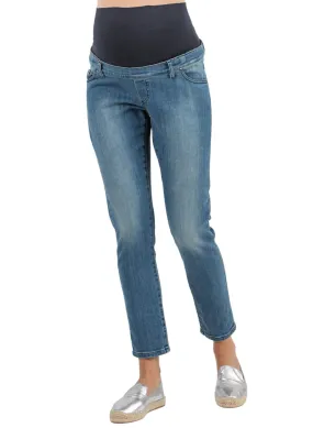 Cropped Mom Fit Maternity Jeans - Light Wash