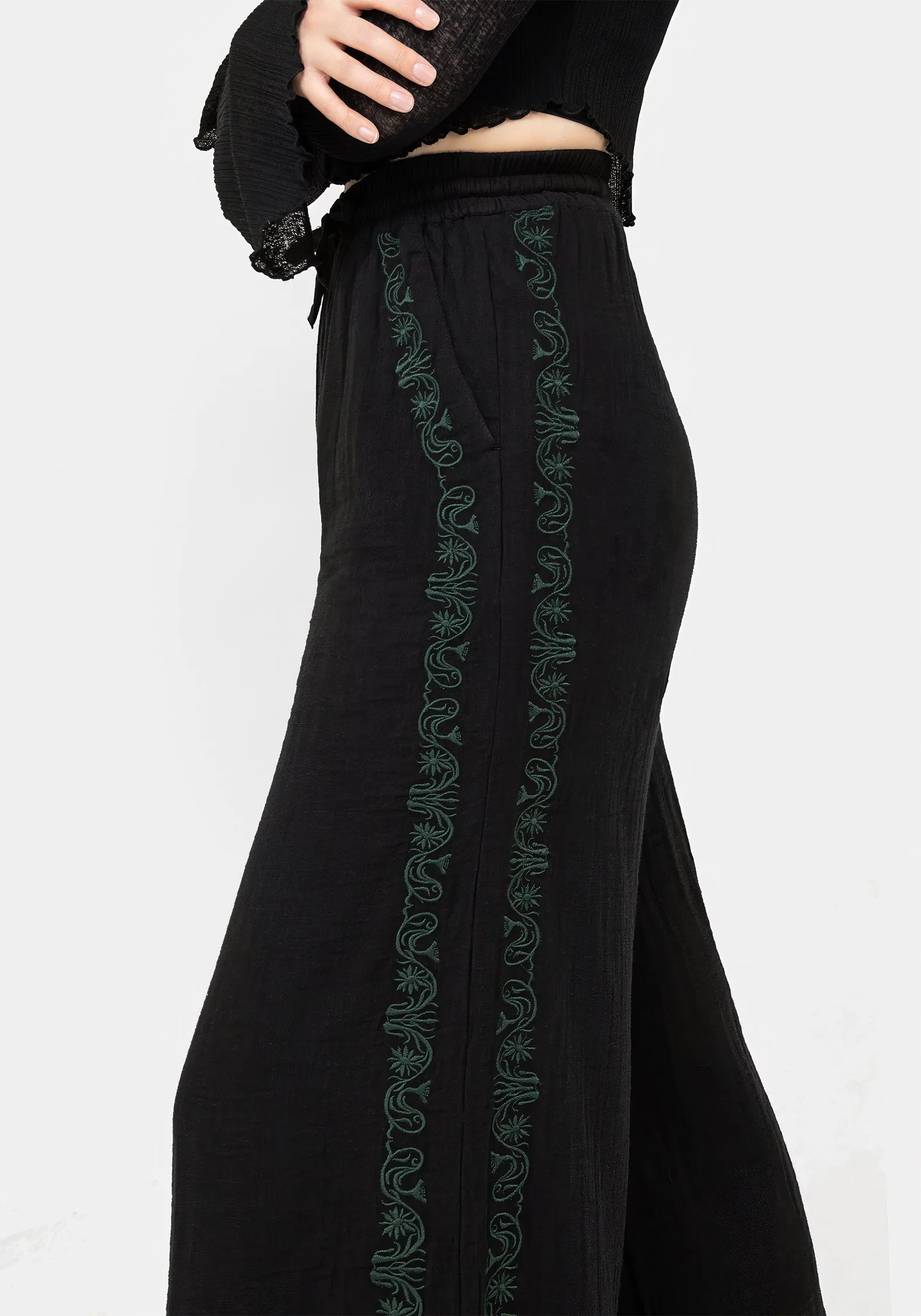 Damiana Embroidered Cotton Trousers