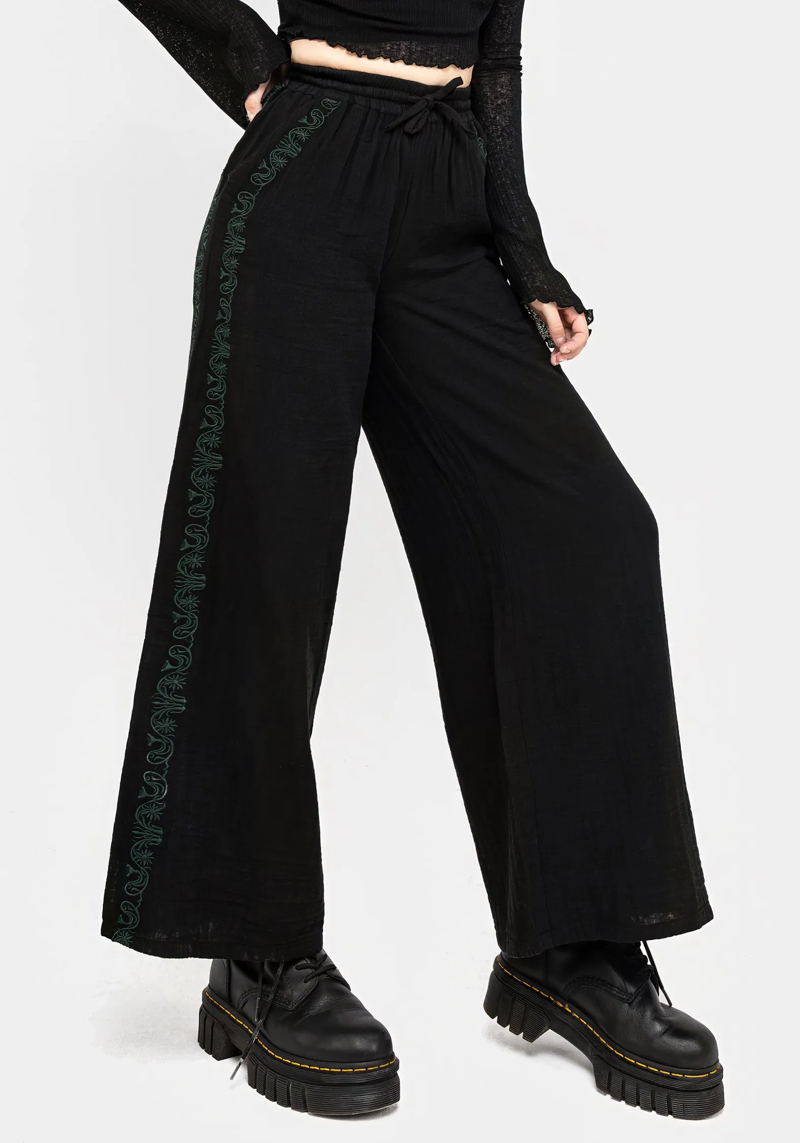 Damiana Embroidered Cotton Trousers