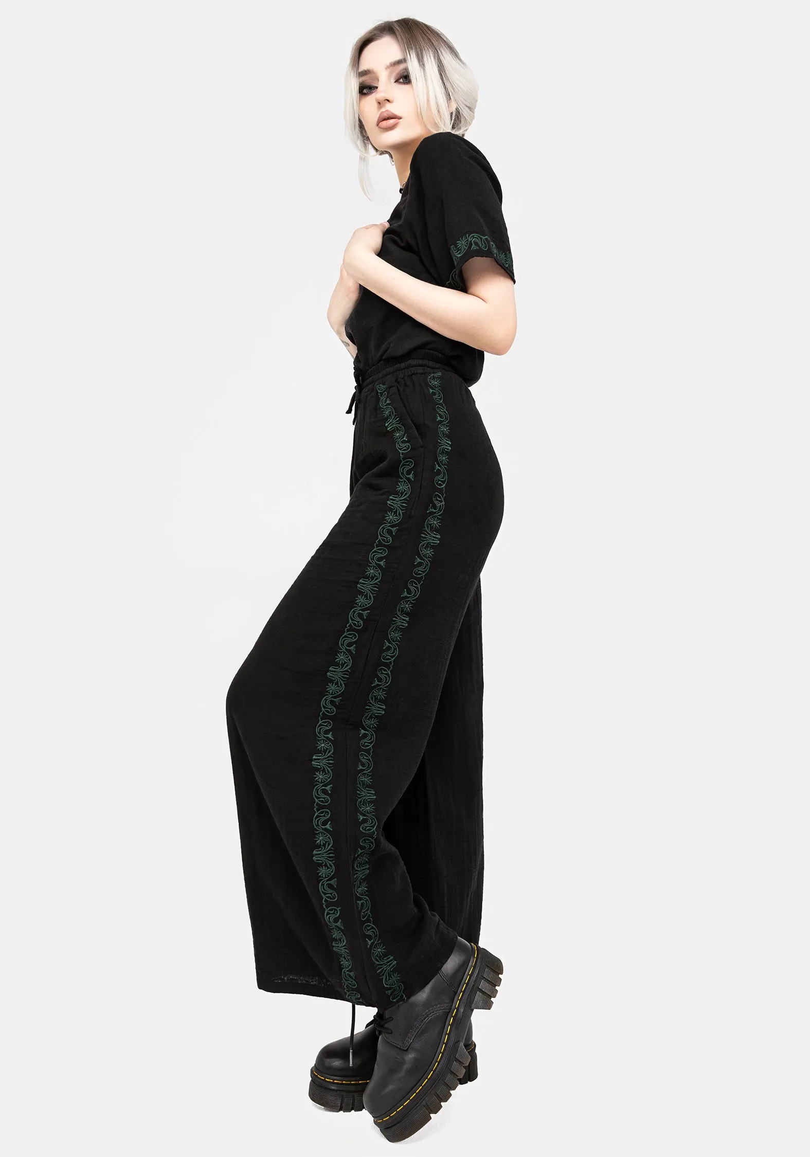 Damiana Embroidered Cotton Trousers