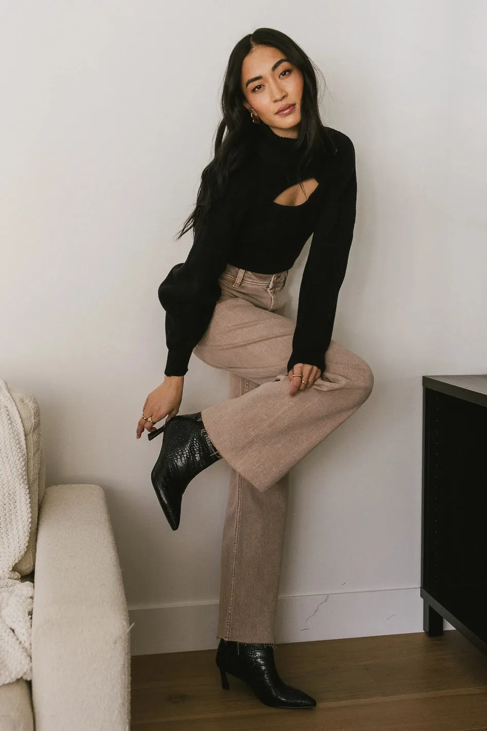 Darian Wide Leg Jeans in Washed Mauve - FINAL SALE