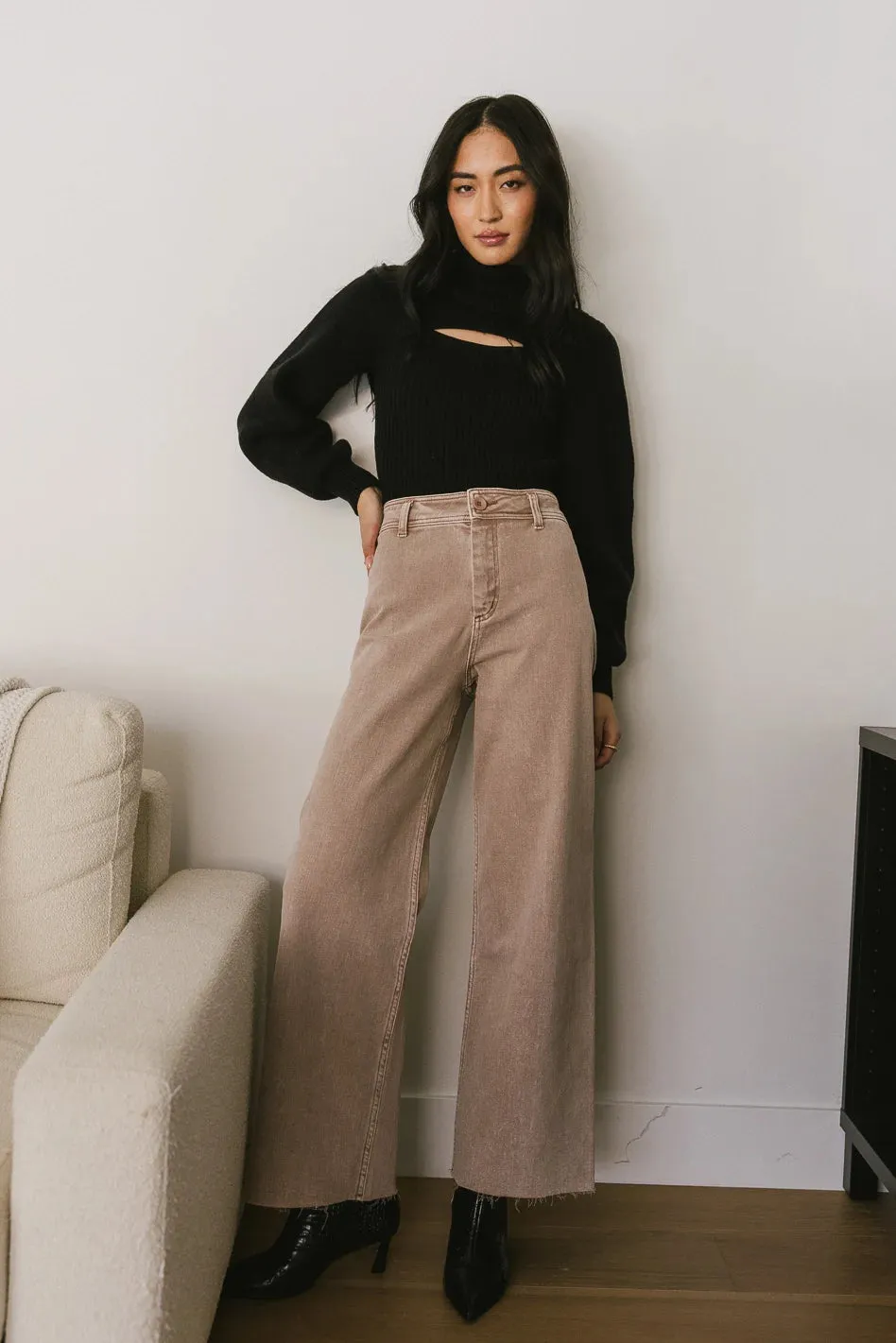 Darian Wide Leg Jeans in Washed Mauve - FINAL SALE