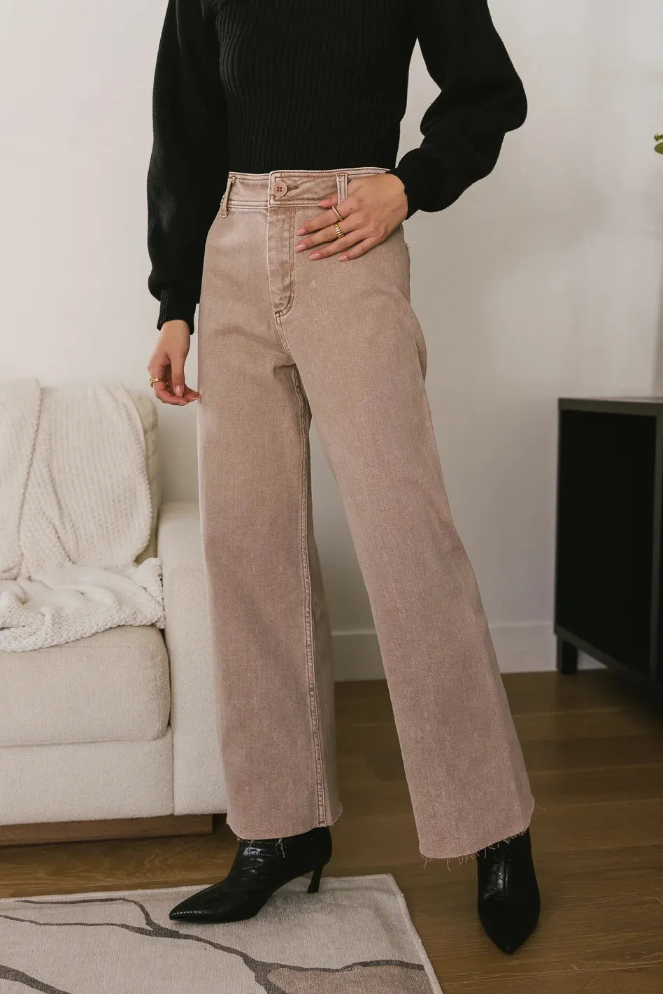 Darian Wide Leg Jeans in Washed Mauve - FINAL SALE