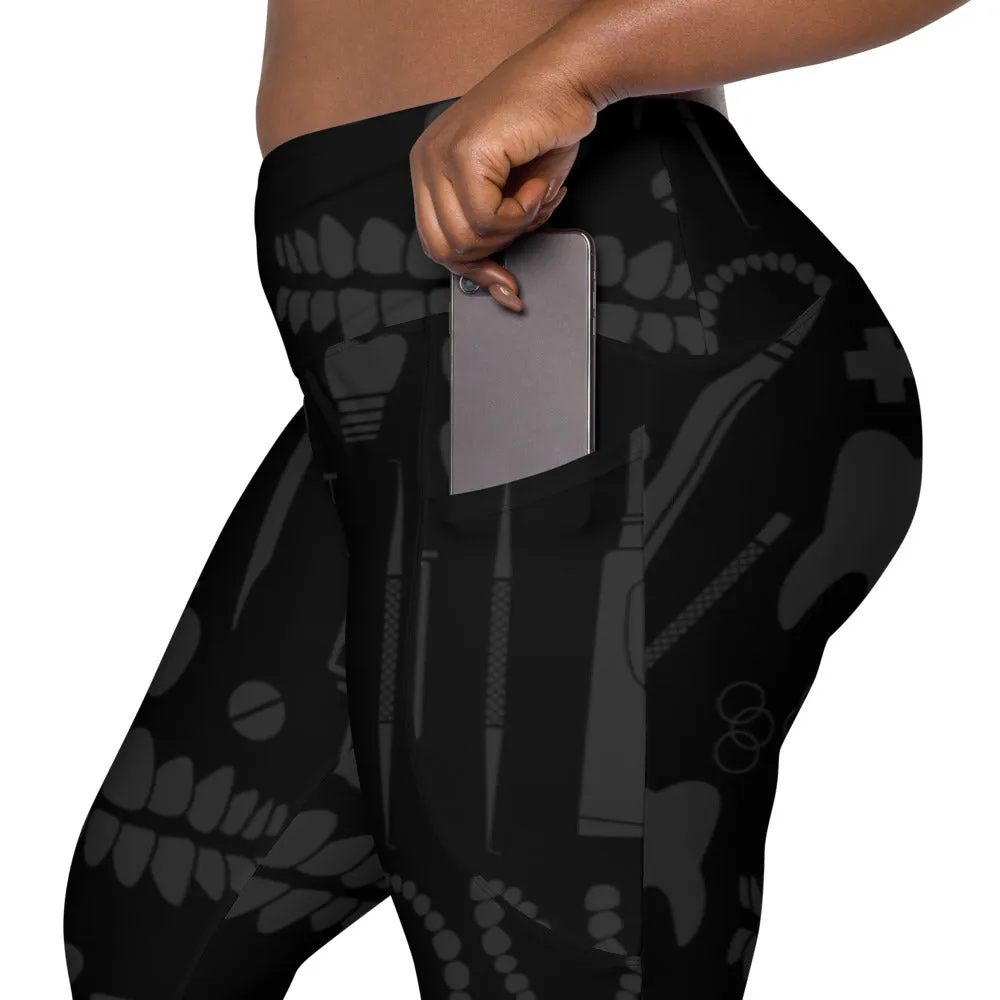 Dark Dental Pattern Leggings with pockets