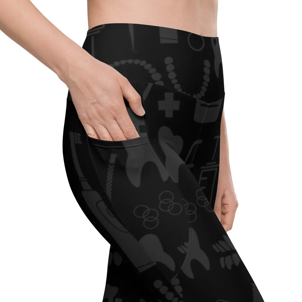 Dark Dental Pattern Leggings with pockets