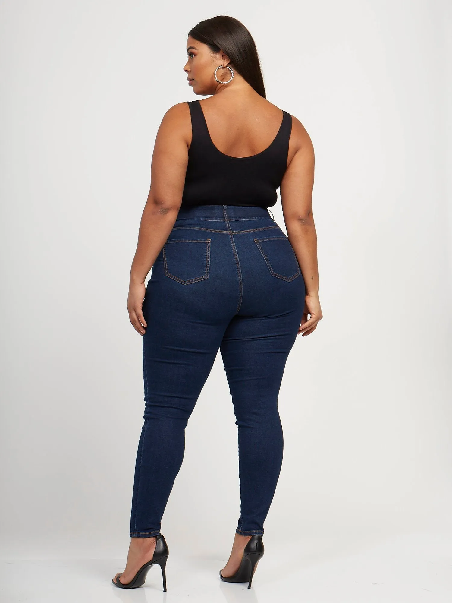 Dark Wash Curvy Skinny Jeans - Short Inseam