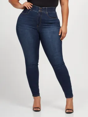 Dark Wash Curvy Skinny Jeans - Short Inseam