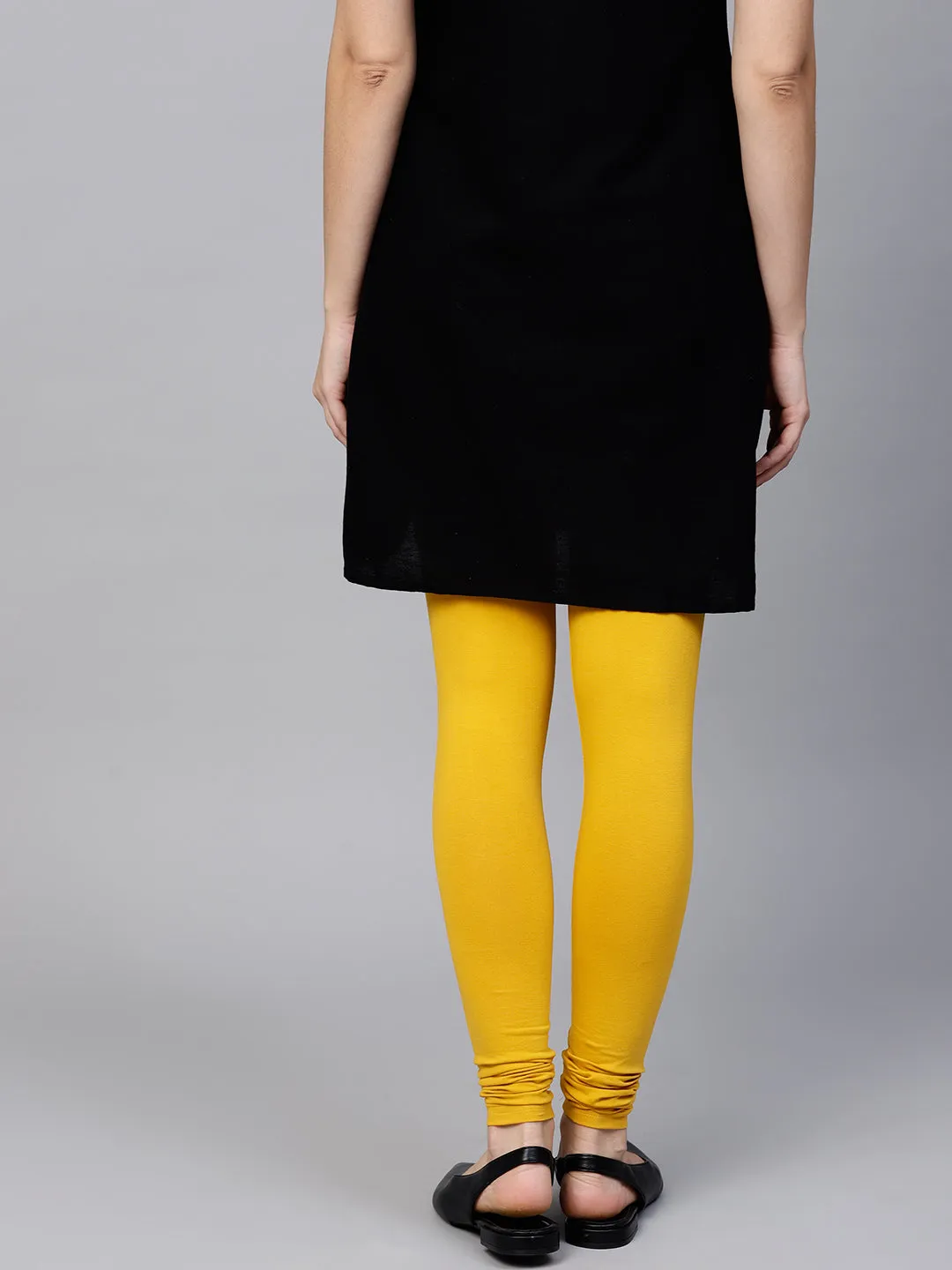 Dazzling Mustard Cotton Lycra Solid Legging