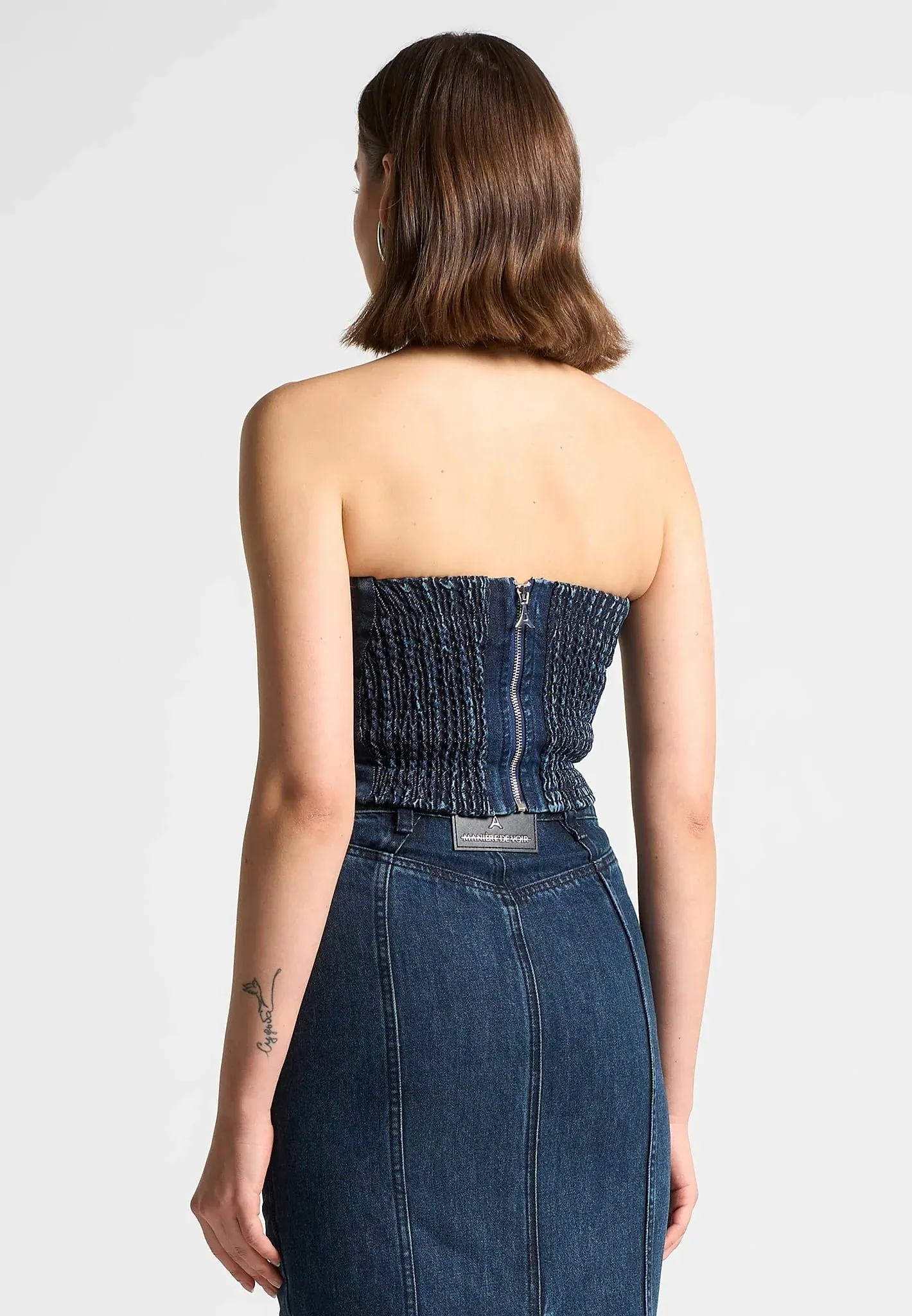 Denim Bandeau Corset Top