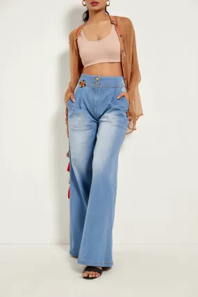 Denim Flower Trousers