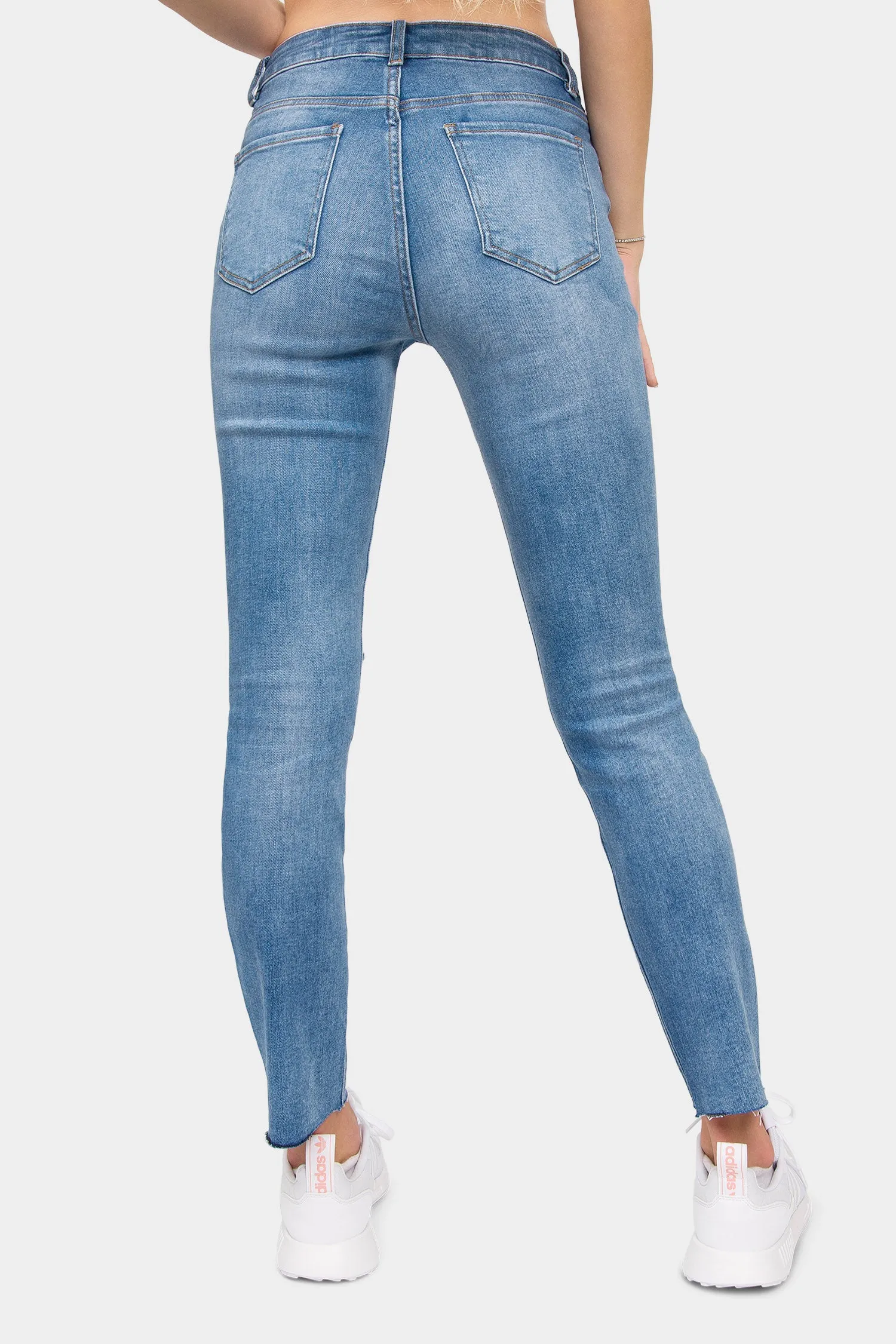 Destroyed High Rise Straight Jeans