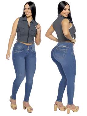 DM Shapewear - 2402 Faded Wash Push up Blue Jeans