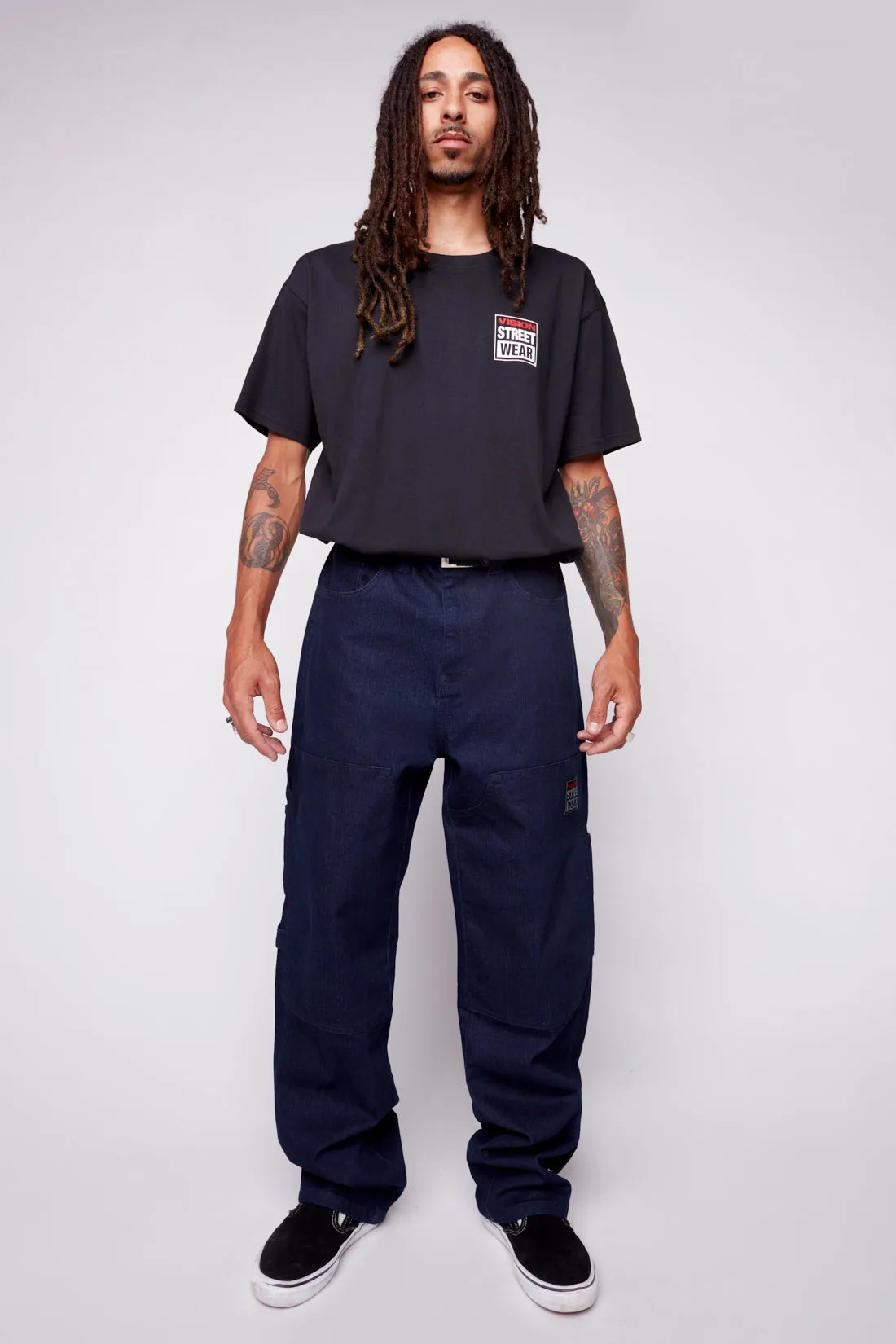 DORFMAN - Carpenter Pant In Stretch Raw Denim - Indigo