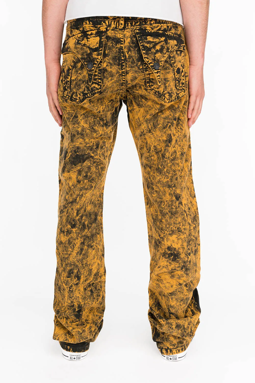 DOUBLE FLAP JEANS IN TIE DYE MUSTARD