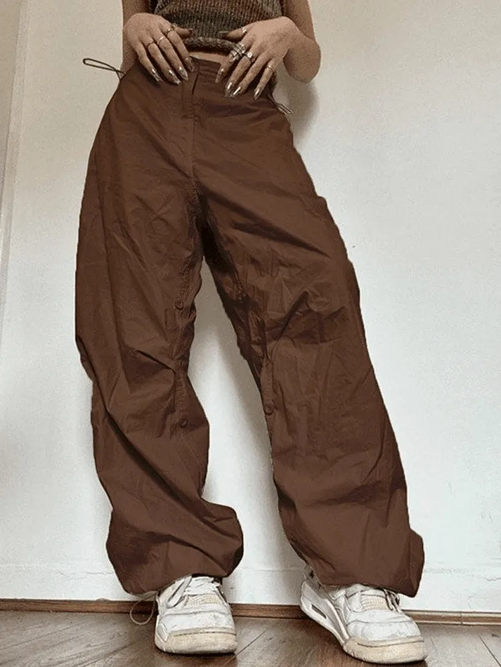 Drawstring Low Waist Baggy Cargo Pants