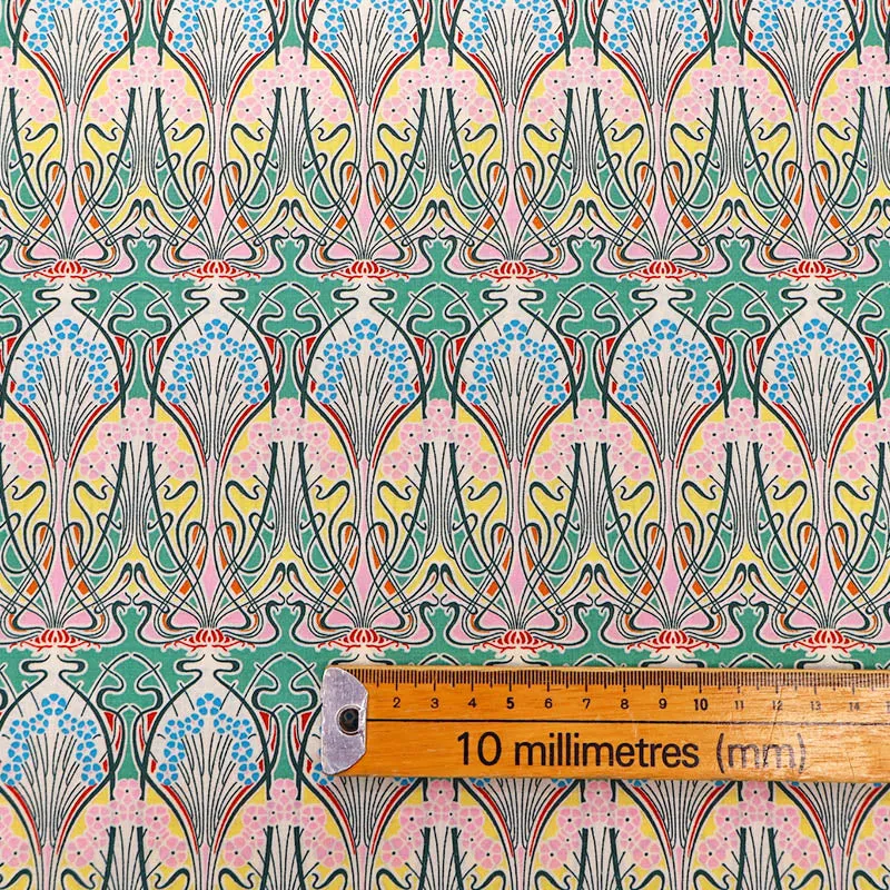 Dressmaking Cotton Lawn Fabric - Ian - Pink and Green